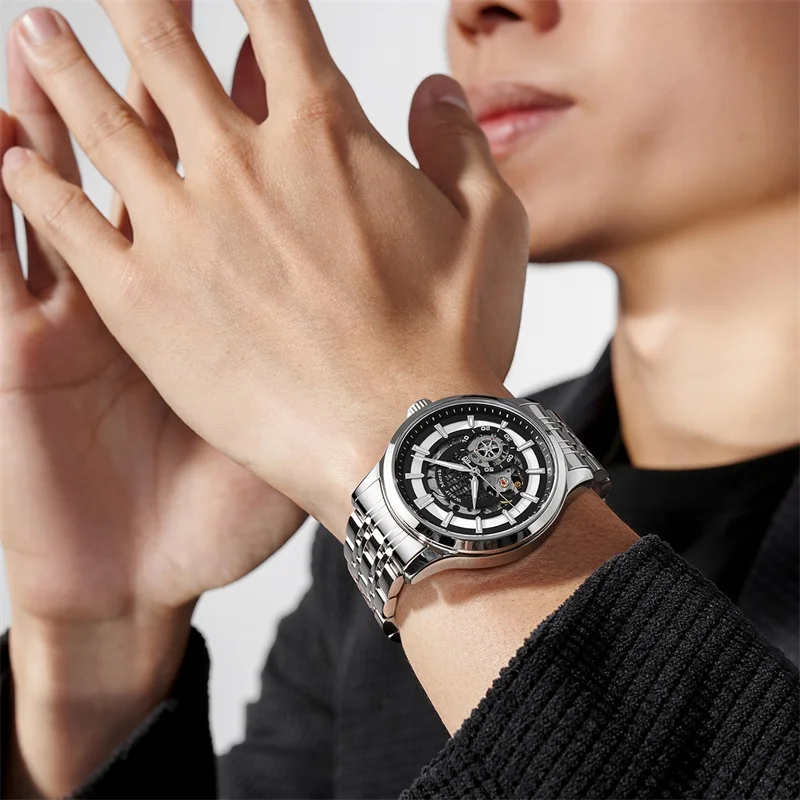 

Часы WM Автоматические механические часы Водостойкие классические повседневные деловые мужские часы Welly Merck Watcher WM095