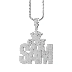 Custom Iced Out Necklace With Tennis Chain Shiny Name Hip Hop Jewelry Ice Crystal Name Necklace Holiday Gift For Him Christmas
