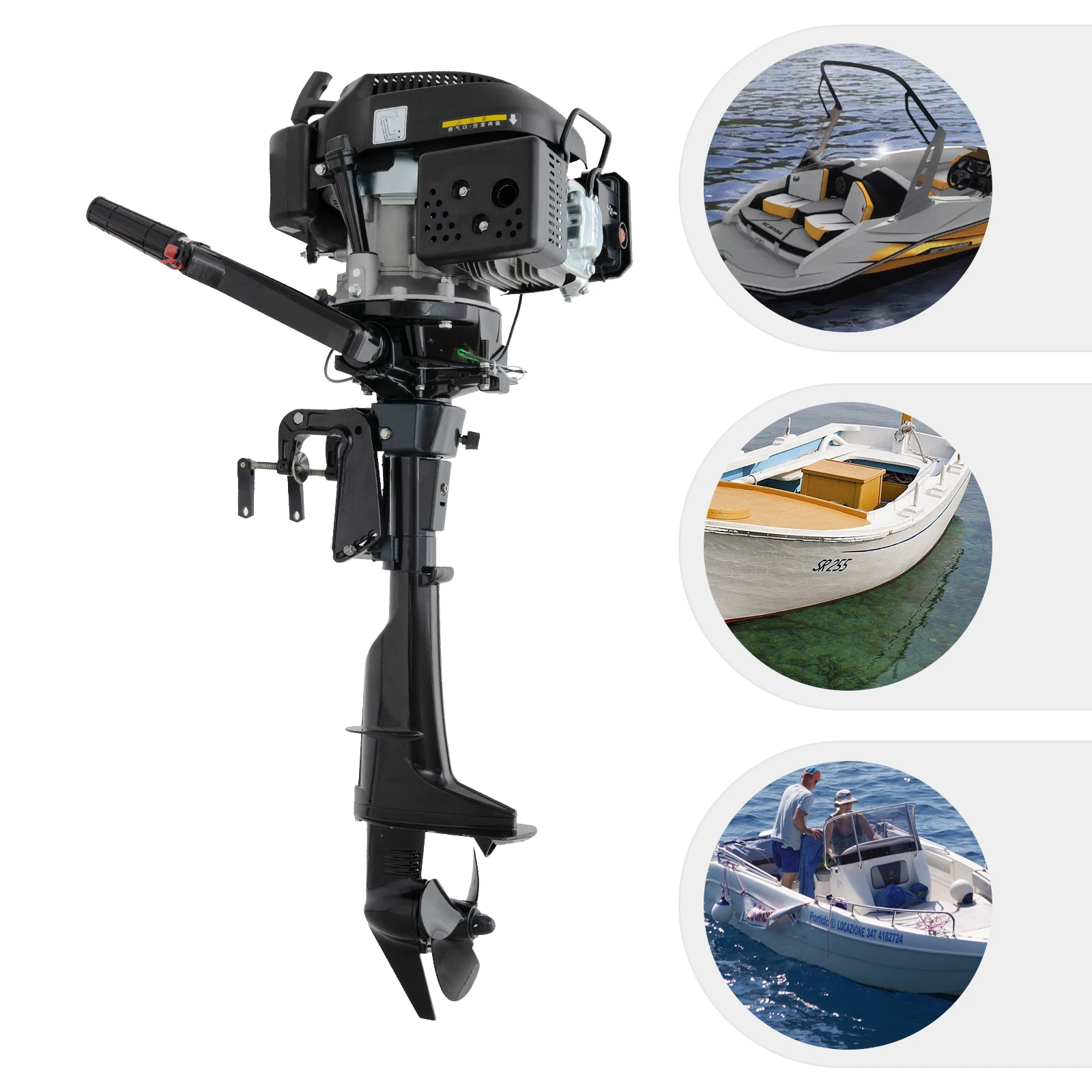 

4-stroke 6HP Outboard Motor, Heavy Duty Outboard Boat Motor Engine Fishing Boat Engine Short Shaft Boat Motor with Air Cooling & TCI Ignition System fits for Rubber Boats Outdoor Exploration