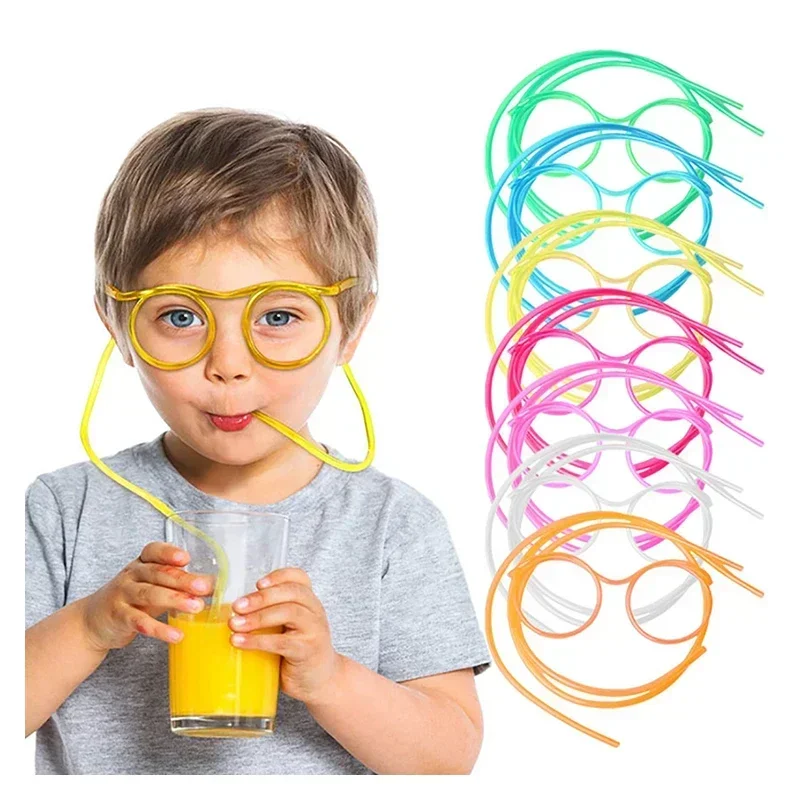 

Straw Glasses Funny Soft PVC Glasses Flexible Drinking Straws Kids Party Supplies Bar Supplies Accessories Creativity Toy