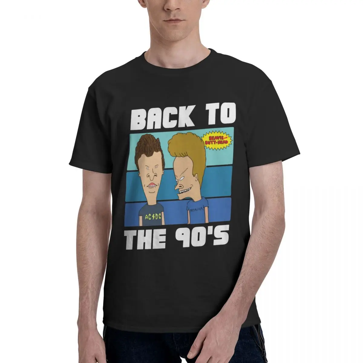 Men Beavis And Butthead Back To The 90s T Shirt Vintage Plus Size Cotton Sleeve Custom Men Clothing