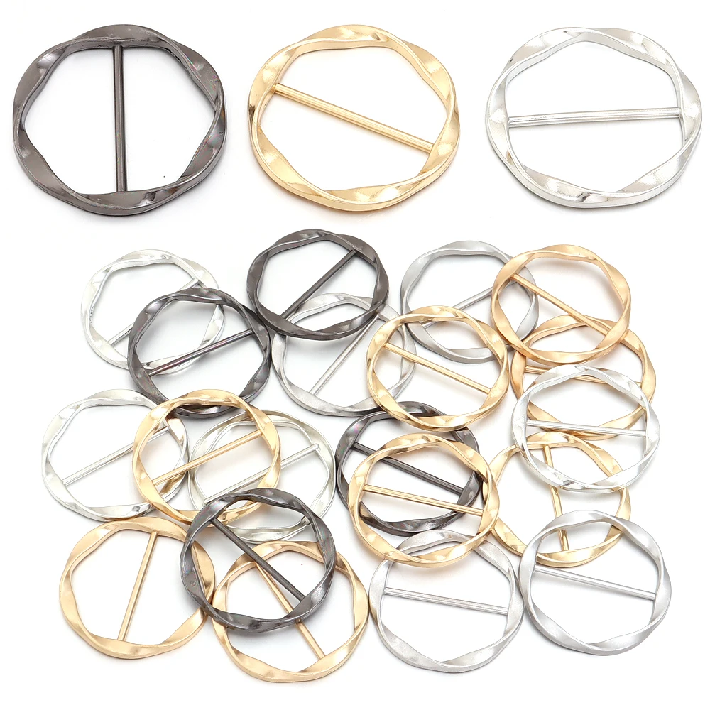 5pcs 43mm Fashion Metal Round Circle Clip Buckles Shawl T-Shirt Tie Clip Brooch Waist Buckle Versatile Clothing Ring Wrap Holder