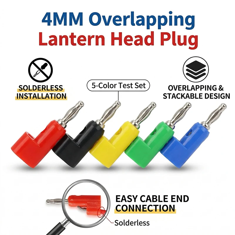 40pcs/4mm  L shape Banana Jack Plug Socket - Adaptor Electrical Connecting bending  for Binding Post Test Terminal Connector
