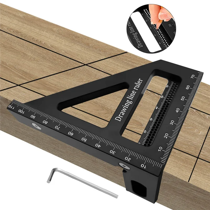 ABMO Holzbearbeitung Quadratischer Winkelmesser Gehrung Dreieck Lineal Hochpräzises Layout-Messwerkzeug für Ingenieur Zimmermann