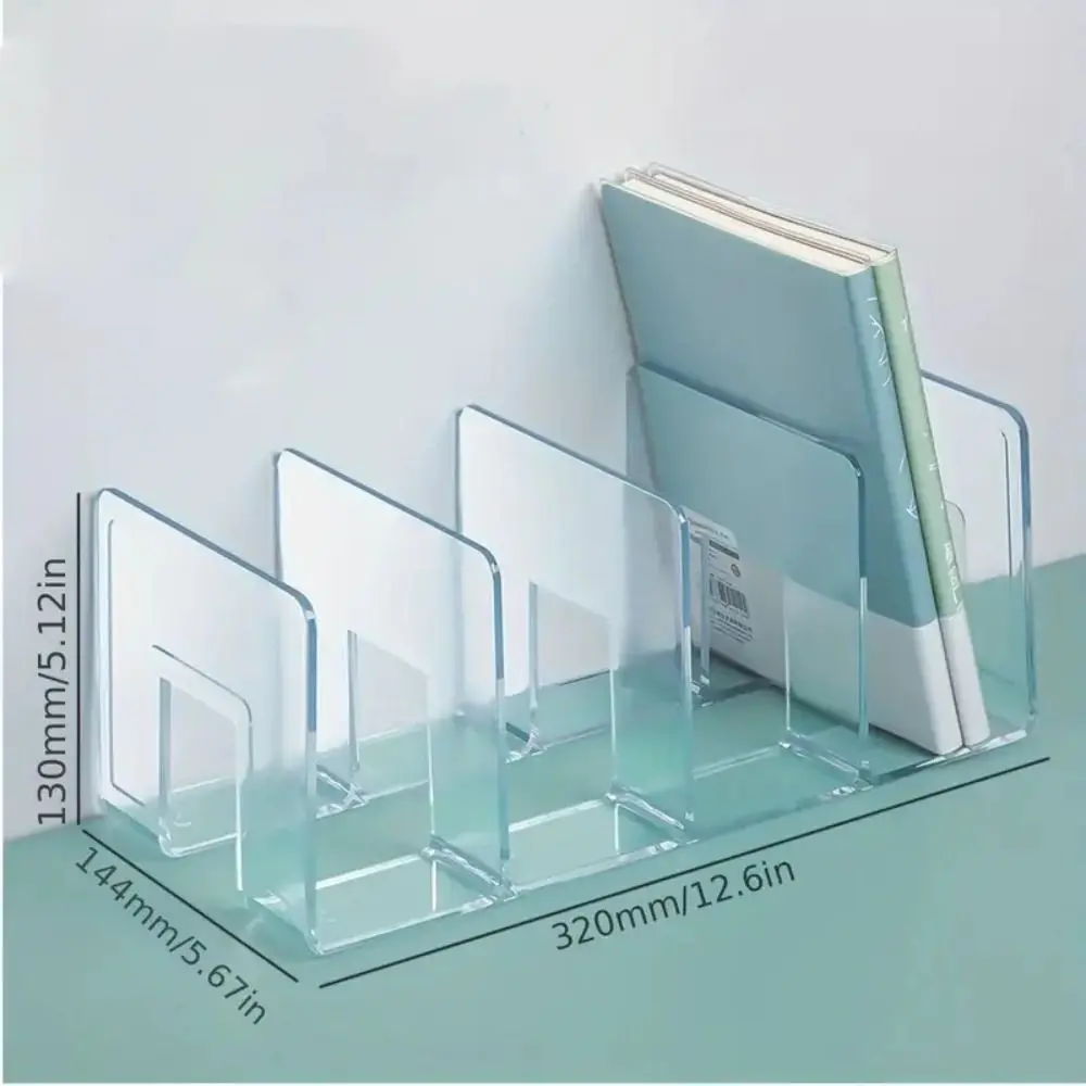 Desktop Transparent Book Stand Plastic Morandi Color Office Stationery Thickened Acrylic Book Organizer Student