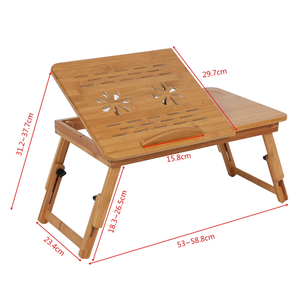 Laptop Bed Desk Bed Desk Bed Lap Desk Adjustable Bamboo Rack Shelf Dormitory Bed Lap Desk Portable Book Reading Tray Stand image 3