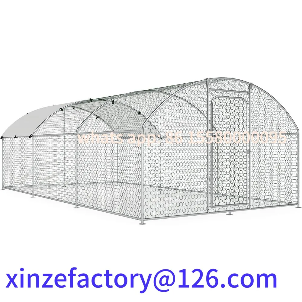 

Customizable Large Metal Coop Chicken Run Hen Rabbit Duck House with Waterproof Cover for Outdoor Walk-in Poultry