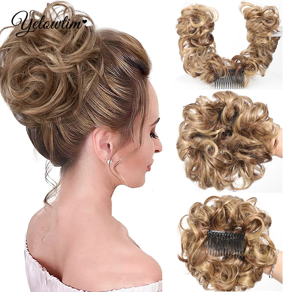 

Синтетические волосы, пучок, грязные вьющиеся волосы, шиньон, резинки для волос, заколки для волос, пончик, прическа, кусочки волос для женщин, LM