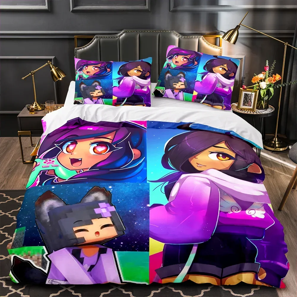 APHMAU Bedding Set Single Twin Full Queen King Size Kawaii Aphmau Bed Set Aldult Kid Bedroom Duvetcover Sets 3D Print 035