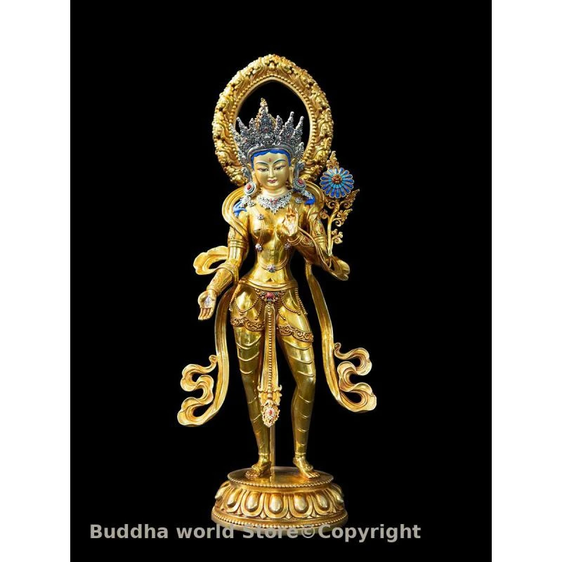 Exclusive Exquisite Standing Green Tara figure of the Buddha temple Nepal handicraft Buddha statue Buddhism home altar monk