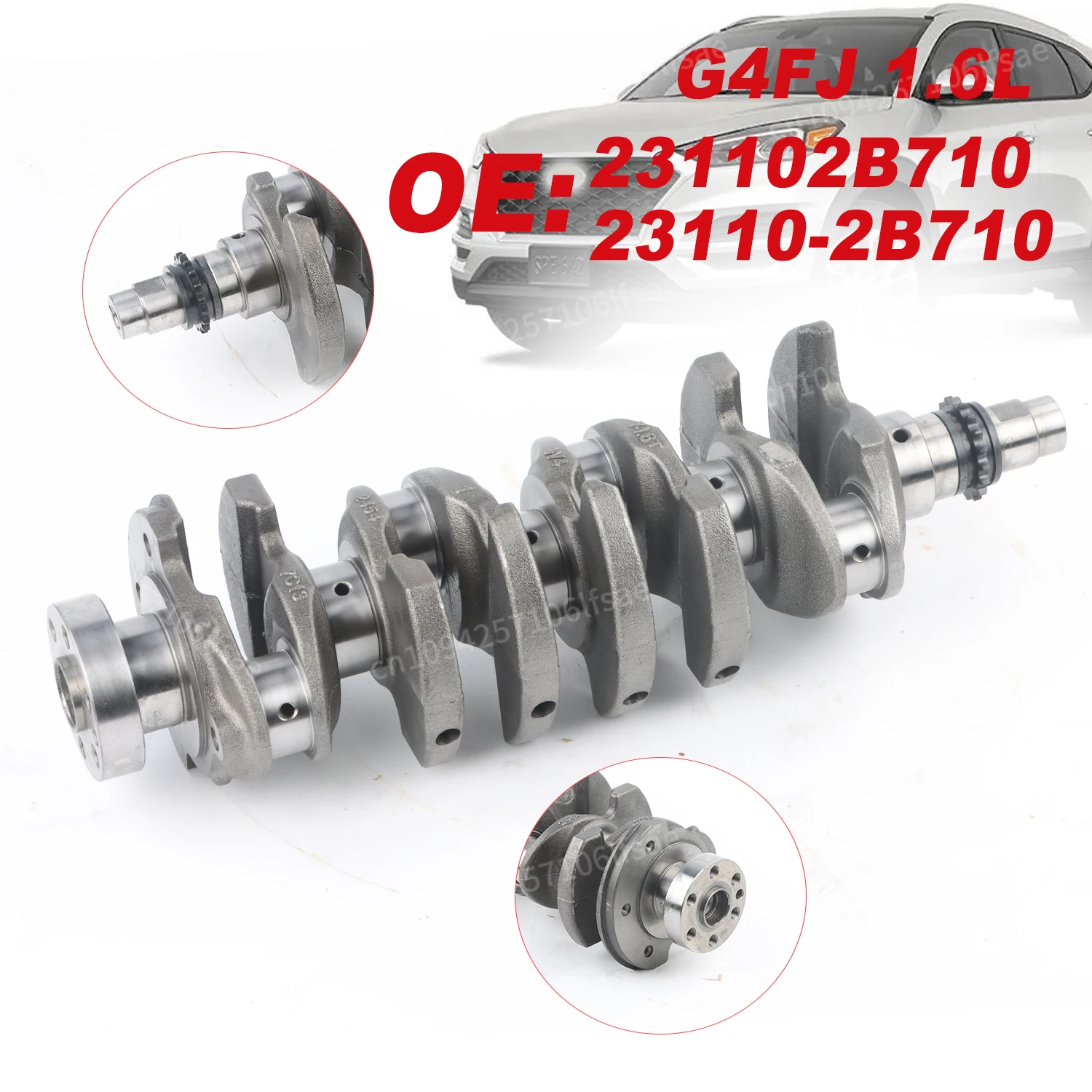 ชุดแหวนลูกสูบเพลาข้อเหวี่ยงเครื่องยนต์ G4FJ 1.6L พร้อมก้านสูบ 23510-2B700 234102BCA0 23110-2B710 สำหรับรถยนต์โซนาต้าและเกีย สปอร์ตเทจ
