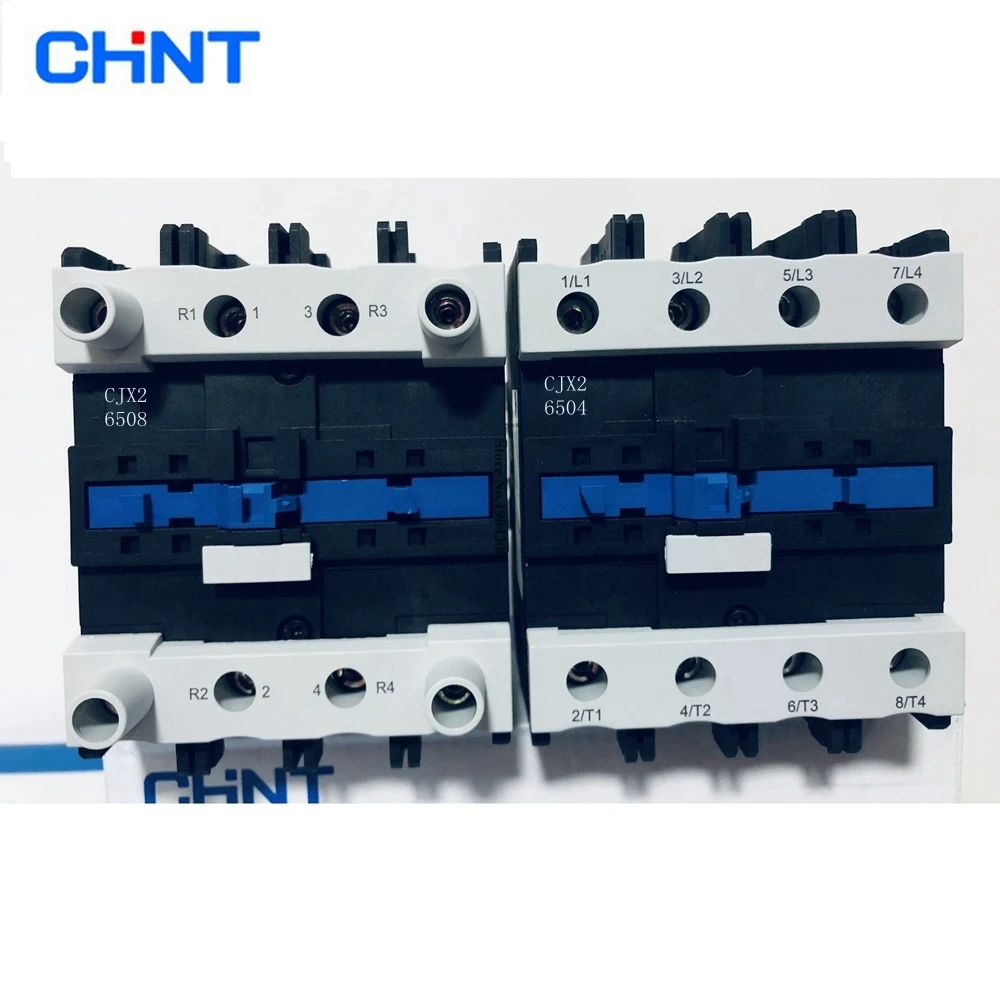 CHINT CJX2-6504 CJX2-6508 65A AC Contactor 4 Pole 4NO 2NO-2NC 220V 380V Rail Mount Contactor Industrial Electric