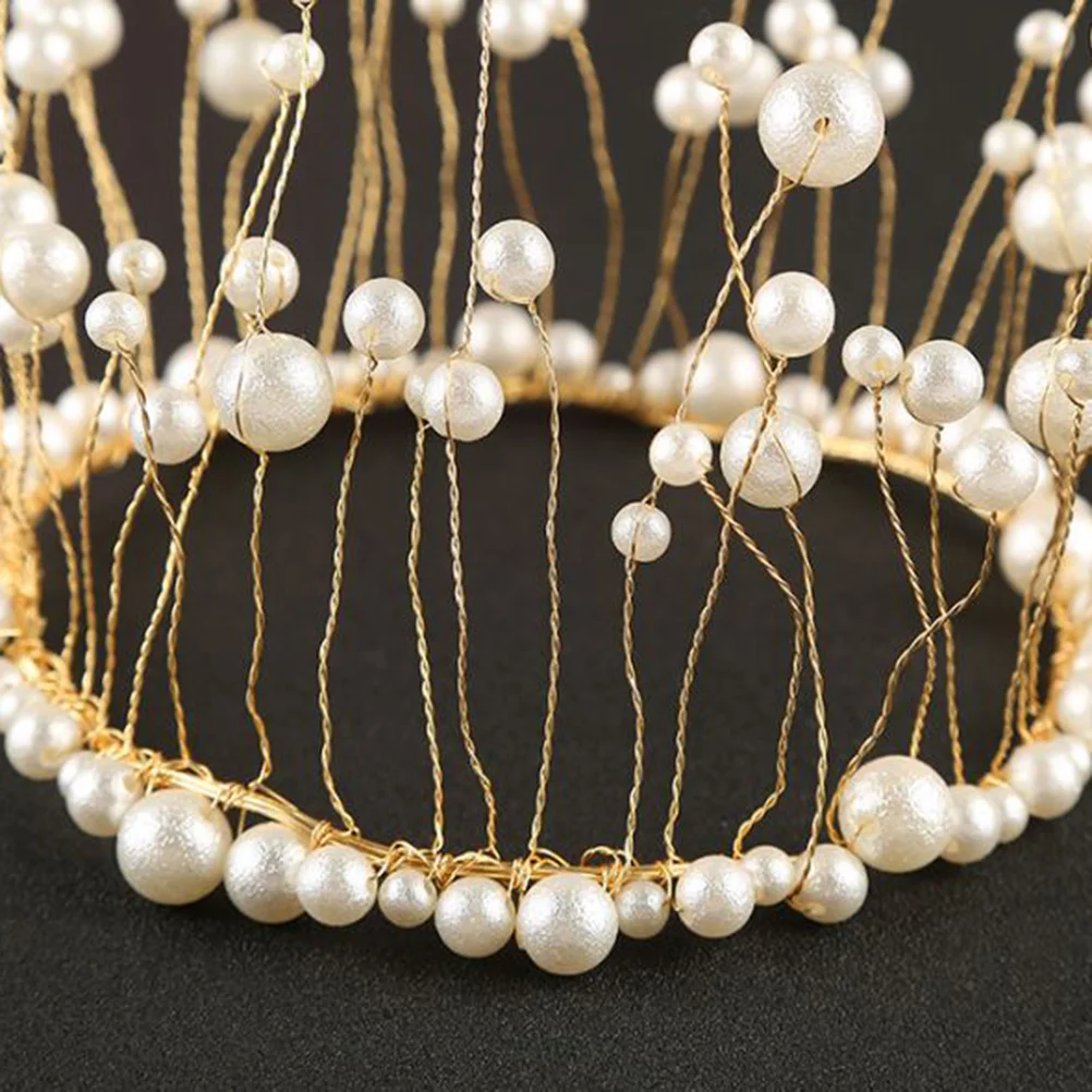 

Premium Pearl Crown for Cake Topper Golden Birthday Accessories Wedding Party Decoration High Quality Copper Wire Long Lasting