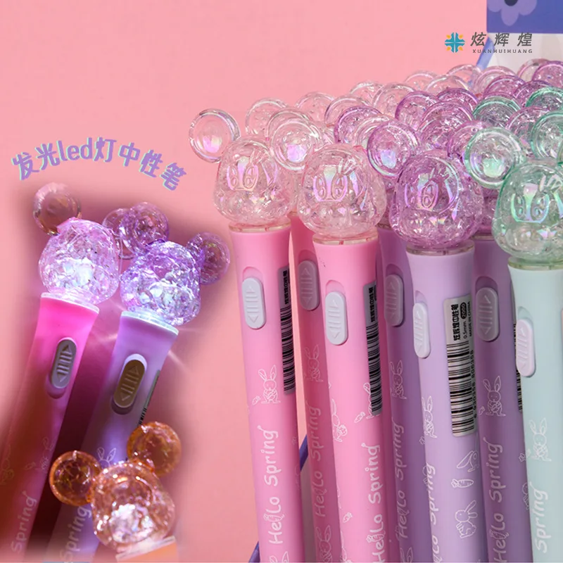 

36PCS New Disney Mickey LED Light Gel Pen Burst Bead Symphony Light Pen Student Writing Ballpoint Pen Office School Supplies