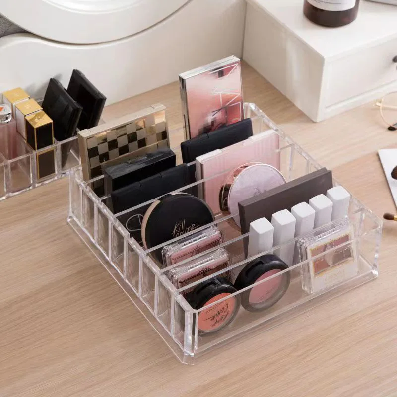 Simple 8 Grids Cosmetic Box Lipstick Eyeshadow Puff Eye Shadow Tray Makeup Organizer Clutter Collection Box for Office Home