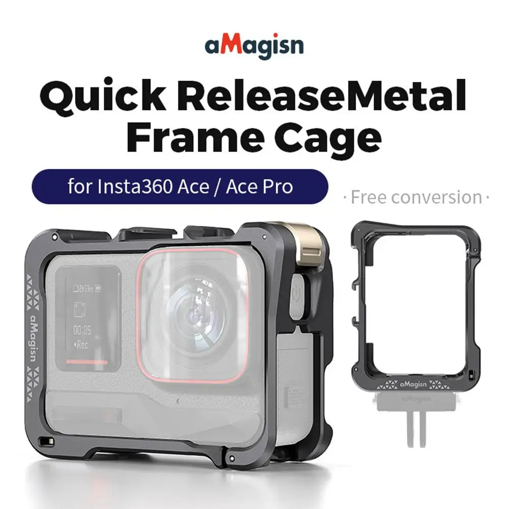 

1PCS Quick Release Metal Frame Cage Sport Camera Protection Accessory For Insta360 Ace Pro Quick Release Metal Frame V4P4