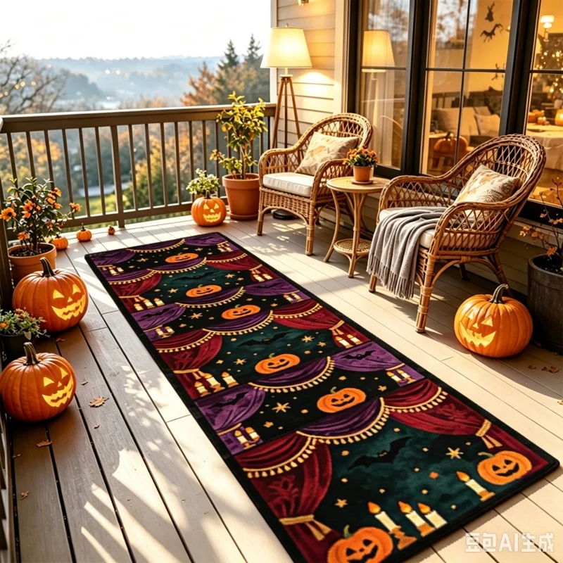 Mystic Crystal Candle Maple Leaf Print Runner Rug Non‑Slip Long Hallway Carpet For Corridor Indoor Gothic Halloween Home Floor