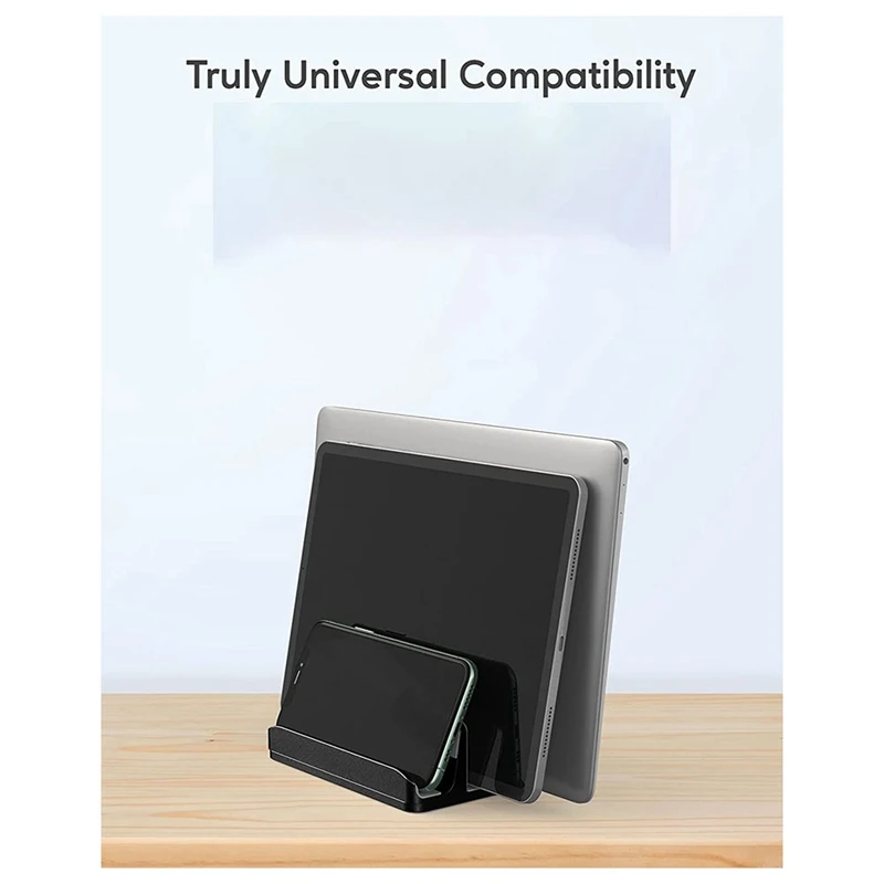 Vertical Laptop Stand 3 Slots For Computer, Tablet, Phone - Fits All Laptop Models (Up To 17.3Inch)