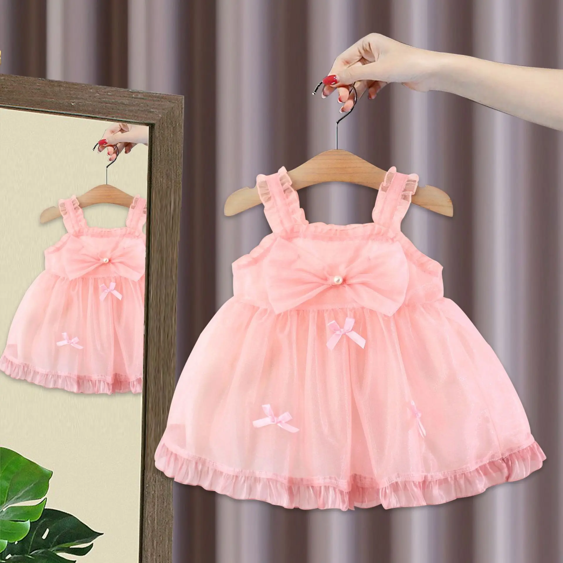 Children's Clothing Girls Korean Version Bow Suspender Skirt Baby Girl Cute Dress Fashion Vest Skirt Fashion