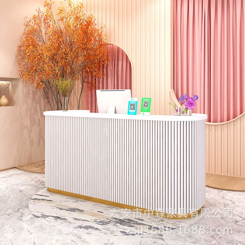 Curved checkout page Company front desk Hotel reception desk Bar Clothing store Barber shop Health and beauty salon checkout pag