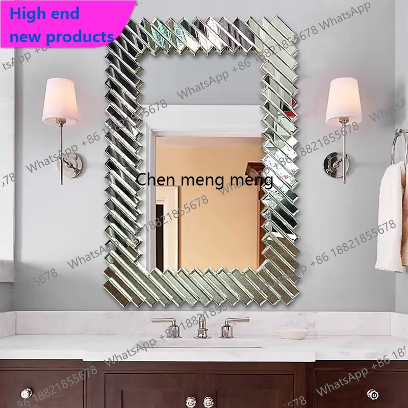 A68European bathroom splicing mirror makeup mirror light luxury wall-mounted decorative mirror