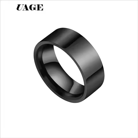 UAGE 2019 New black Titanium Steel finger ring for men Silver Color plated rings Women Glossy accessories Ring Jewelry fashion