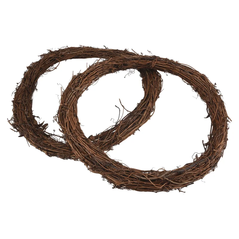 

ABAH-2PCS 14 Inch Grapevine Wreaths Vine Branch Wreath Rattan Wreath Garland For DIY Christmas Craft Or Wedding Decors