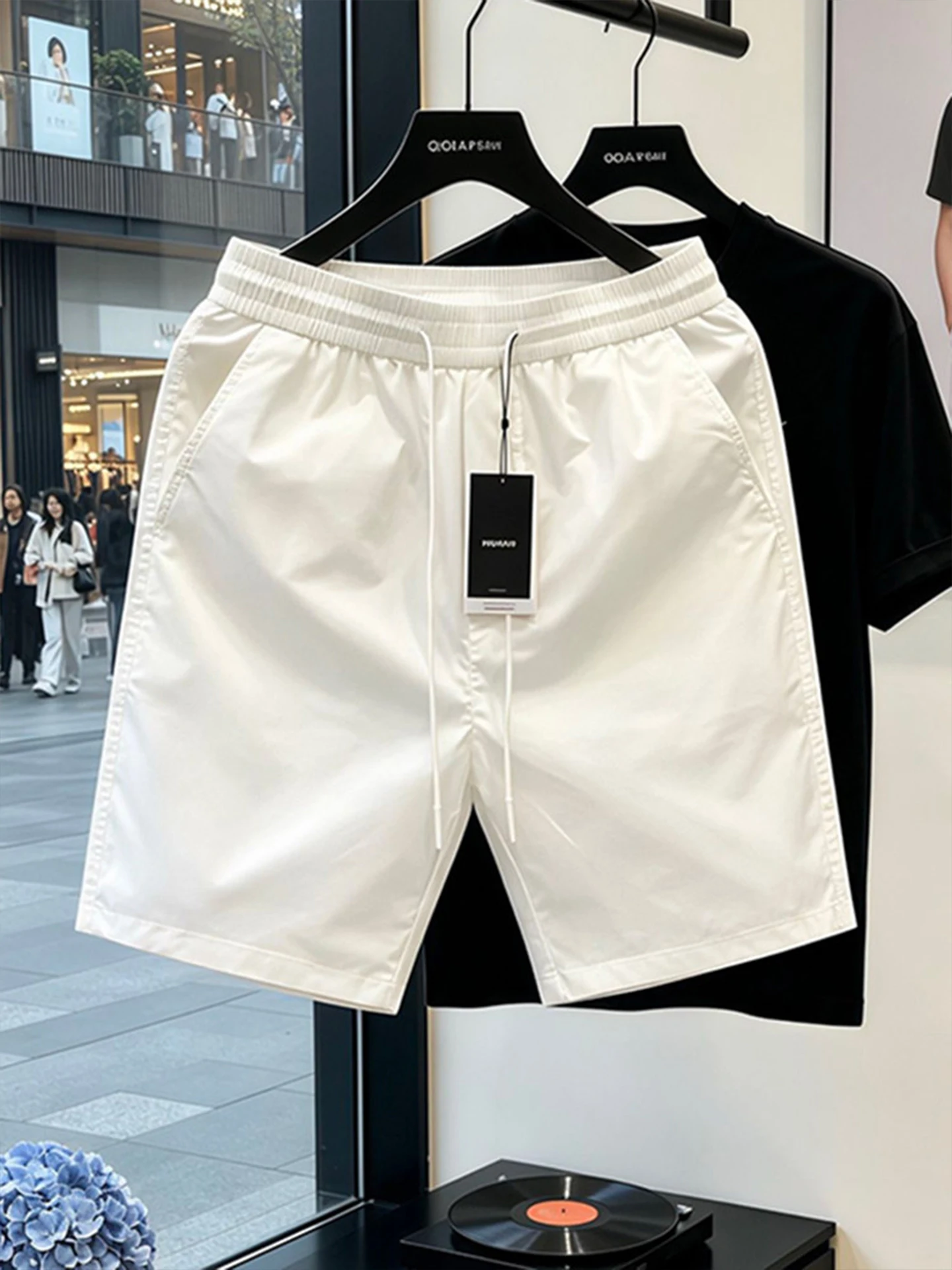 White Ice Silk Quick Dry Four-Quarter Shorts Men's Summer Outdoor Sports Pants American Straight Casual Half-length Pants