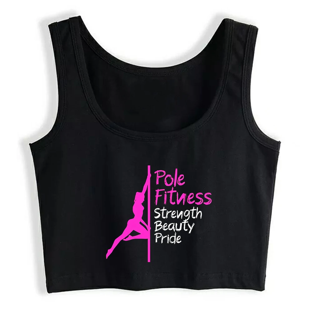 Pole Fitness Print Cotton Breathable Slim Fit Crop Top Dancer Sports Workout Sexy Tank Top Hotwife Fashion Gym Camisole