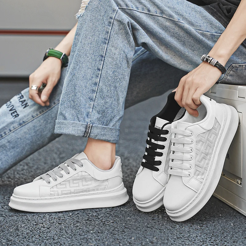 Luxury White Sneakers for Men Summer Breathable Skateboard Shoes Men Casual Sports Shoes Lightweight Vulcanized Sneakers Men