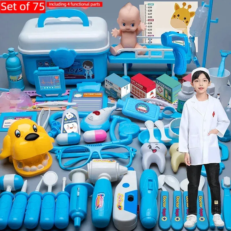 

Doctor Nurse Role Play Set Medical Tools With Stethoscope & Injectors In A Pretend Play Trolley Box Ideal Gift for Kids toy