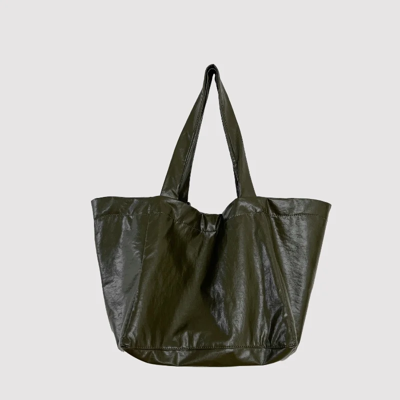 

Women Versatile PU Large Capacity Tote Bag Stylish Solid Color Square Handbag High Quality Shoulder Commuter Bag