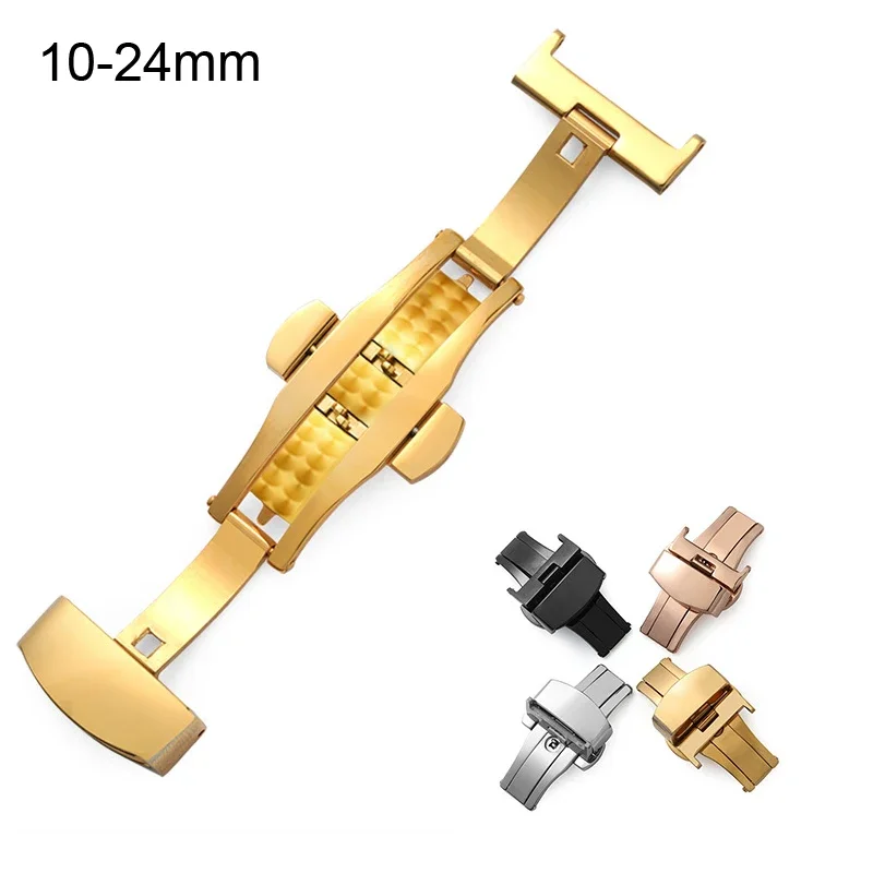 الفولاذ المقاوم للصدأ فراشة مشبك مصقول زر حزام (استيك) ساعة مشبك 10 12 14 16 18 مللي متر 20 مللي متر 22 مللي متر 24 مللي متر حزام ساعة المشبك اكسسوارات