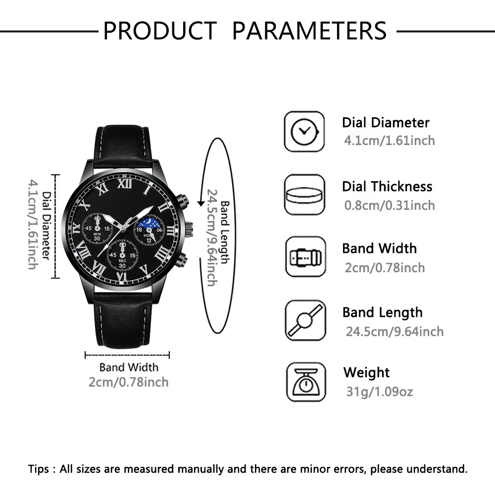 1pc men's casual and fashionable watch+4pc accessory set with handsome scale dial and textured strap for daily matching