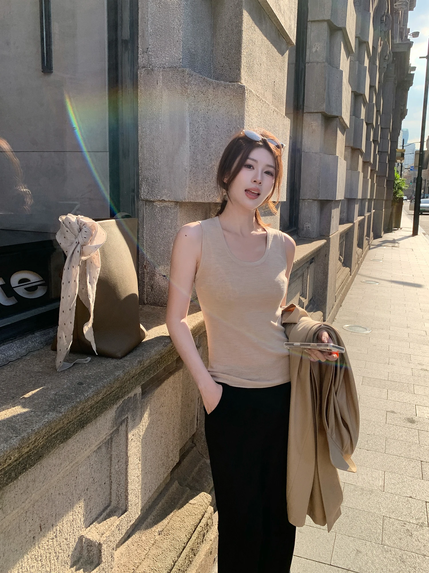 

Вязаный жилет Ultrine из шерсти с геометрическим узором, женский, приталенный, повседневный, с U-образным вырезом, высокоэластичный, осенний, верхняя одежда