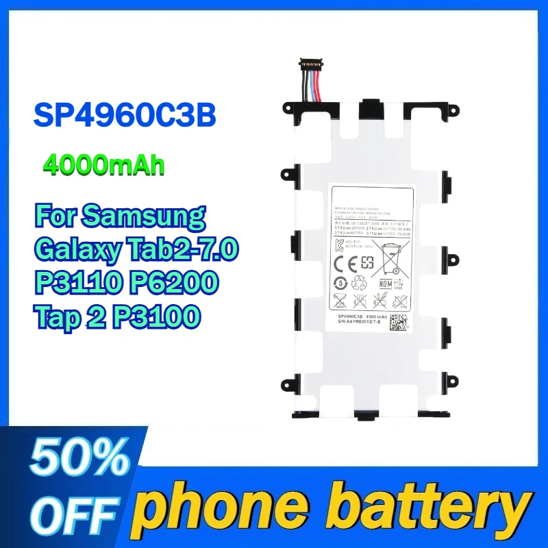 

SP4960C3B Tablet Battery 4000mAh For Samsung Galaxy Tab2-7.0 P3110 P6200 Tap 2 P3100