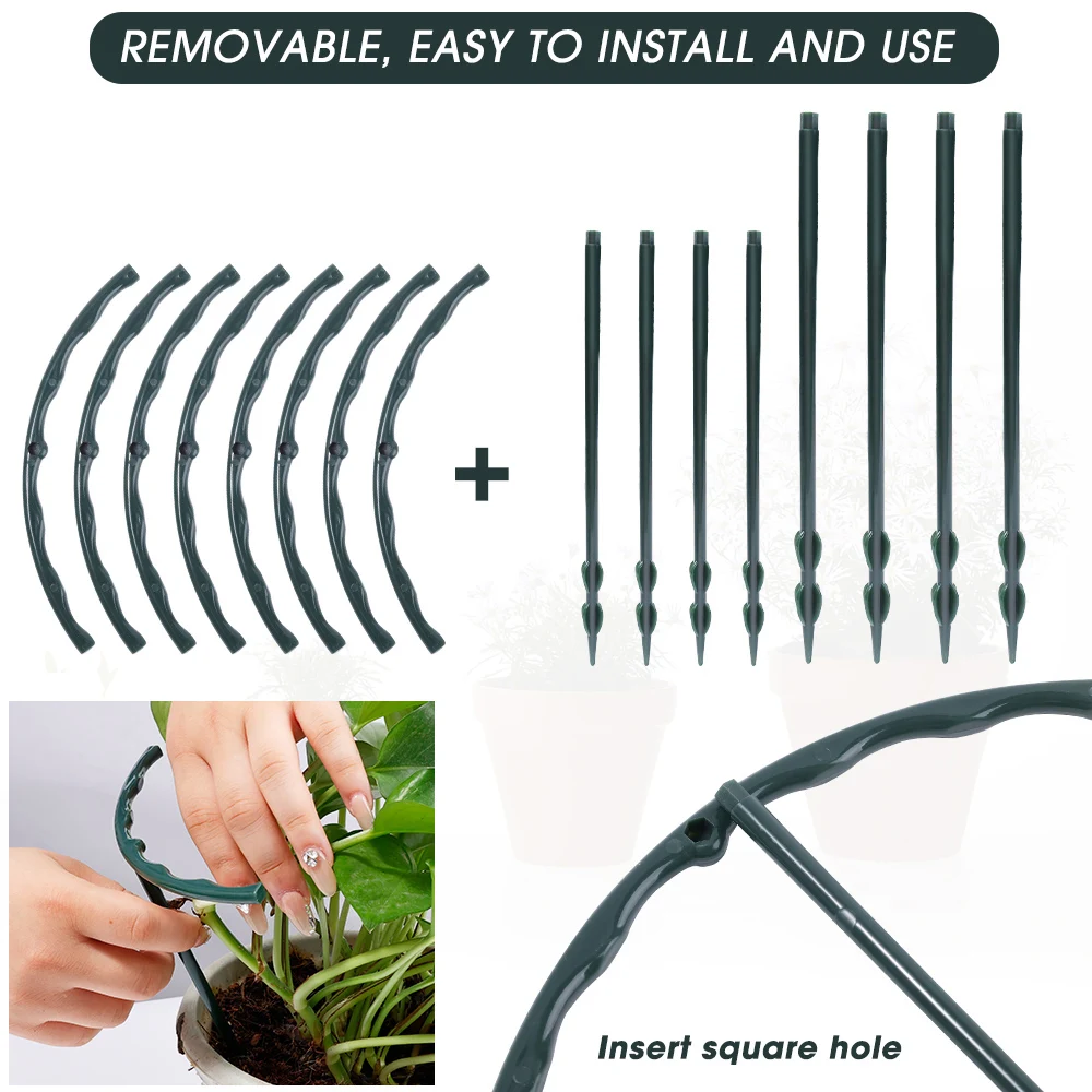 20/8/2Pcs Plastic Plant Support Pile Frame Greenhouse Arrangement Semicircle Fixed Rod Indoor Flower Plant Vine Climbing Bracket