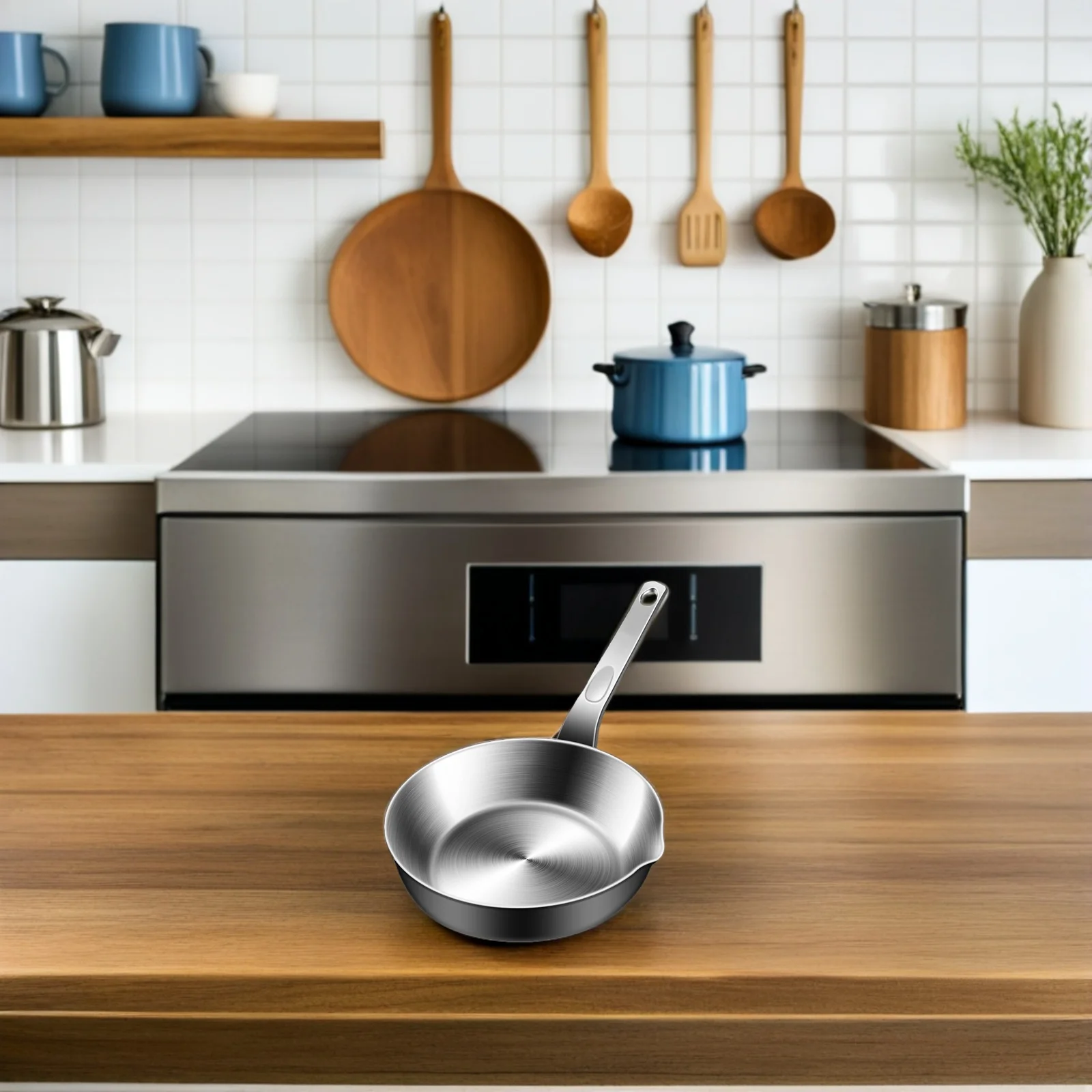 

Stainless Steel Mini Fry Pan Even Heat Distribution Compact Egg Skillet for Home Travel Outdoor Cooking Portable Small Sauce Pan