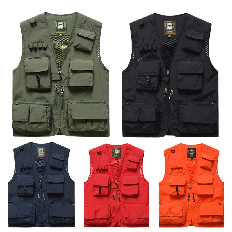 

Men's Vest Multi-Pocket Tactical Vest Mesh Breathable Detachable Waistcoat Outdoor Camping Mountaineering Fishing Wear Male