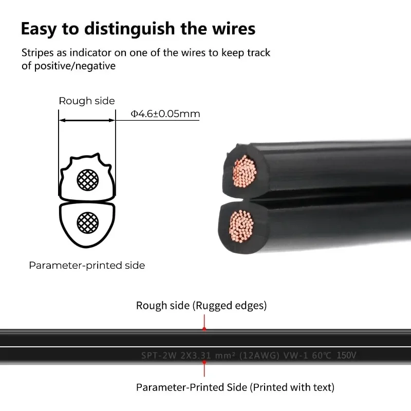 FIRMERST-Cable de baja tensión para iluminación exterior, Cable de 12/2 pies, calibre 12, 2 conductores, 500