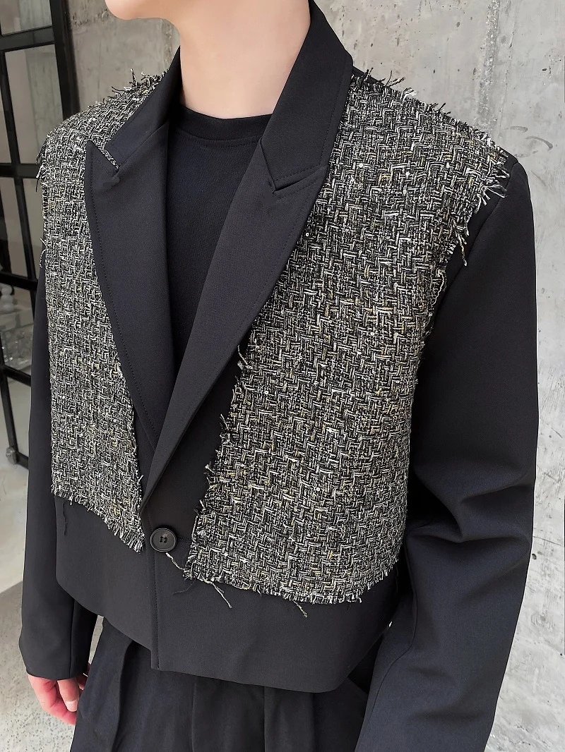 

Мужской костюм Faionable: осенний, лёгкий, с отложным воротником, в стиле пэчворк, роскошный, модный, повседневный, с длинными рукавами...