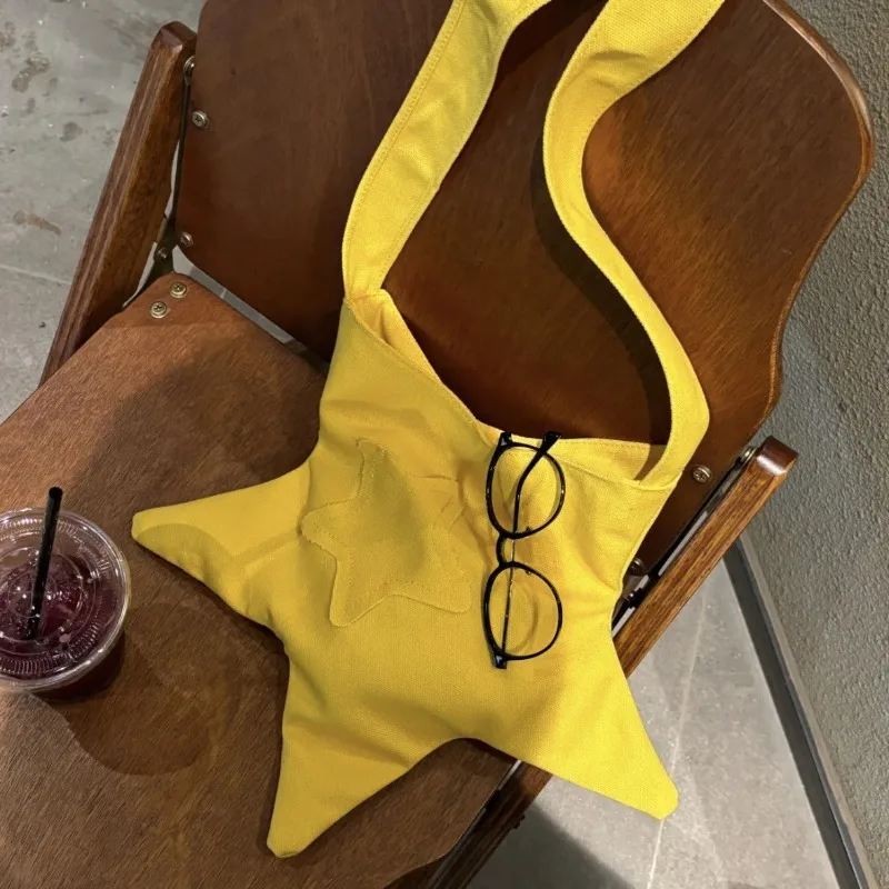 Bolso de hombro con forma de estrella informal para mujer, bandolera de lona de Color sólido, combina con todo, de gran capacidad, para ir de compras