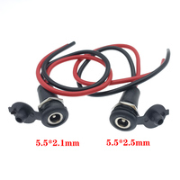 5-10 DC Power Supply Threaded Charging Socket 5.5x2.1mm 5.5x2.5mm Female Jack Panel Mount Connector With nut Wire Waterproof Cap