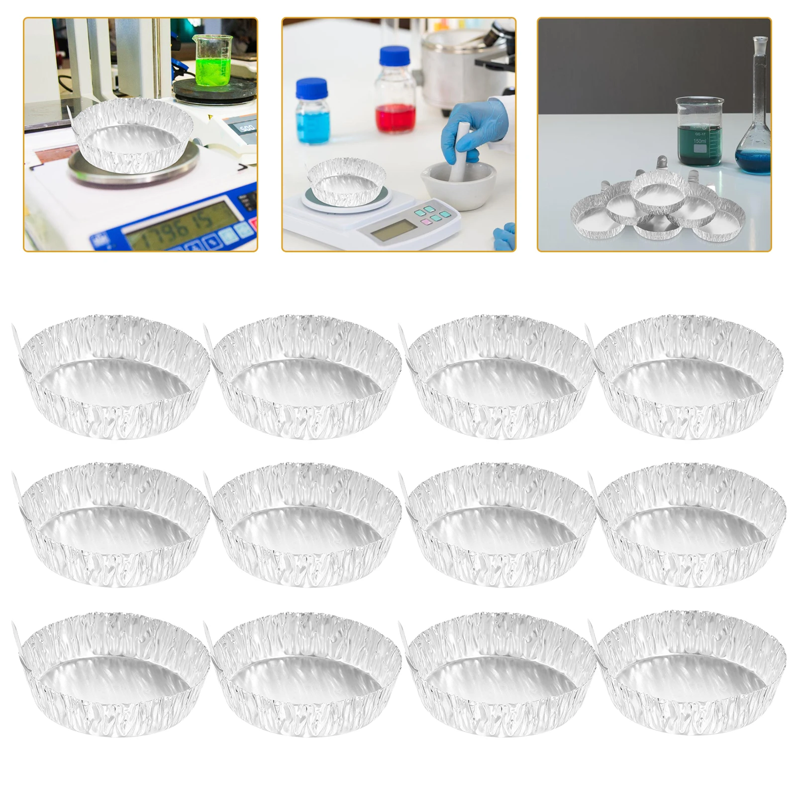 

100pcs Weighing Tray Lab Equipment 60mm Diameter 42ml Aluminum Weighing Trays Foil Stackable Storage Sample Handling