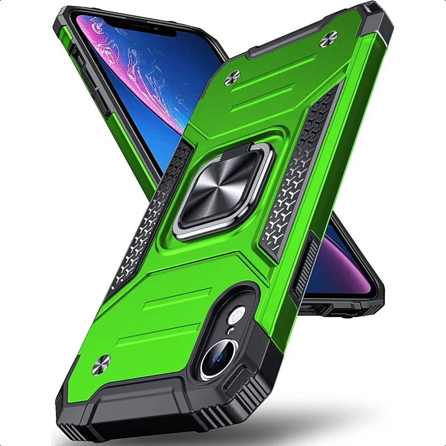 

Anqrp Designed for iPhone XR Case Military Grade Protective Phone Case Cover with Rotatable Metal Ring Kickstand [port Magnet M