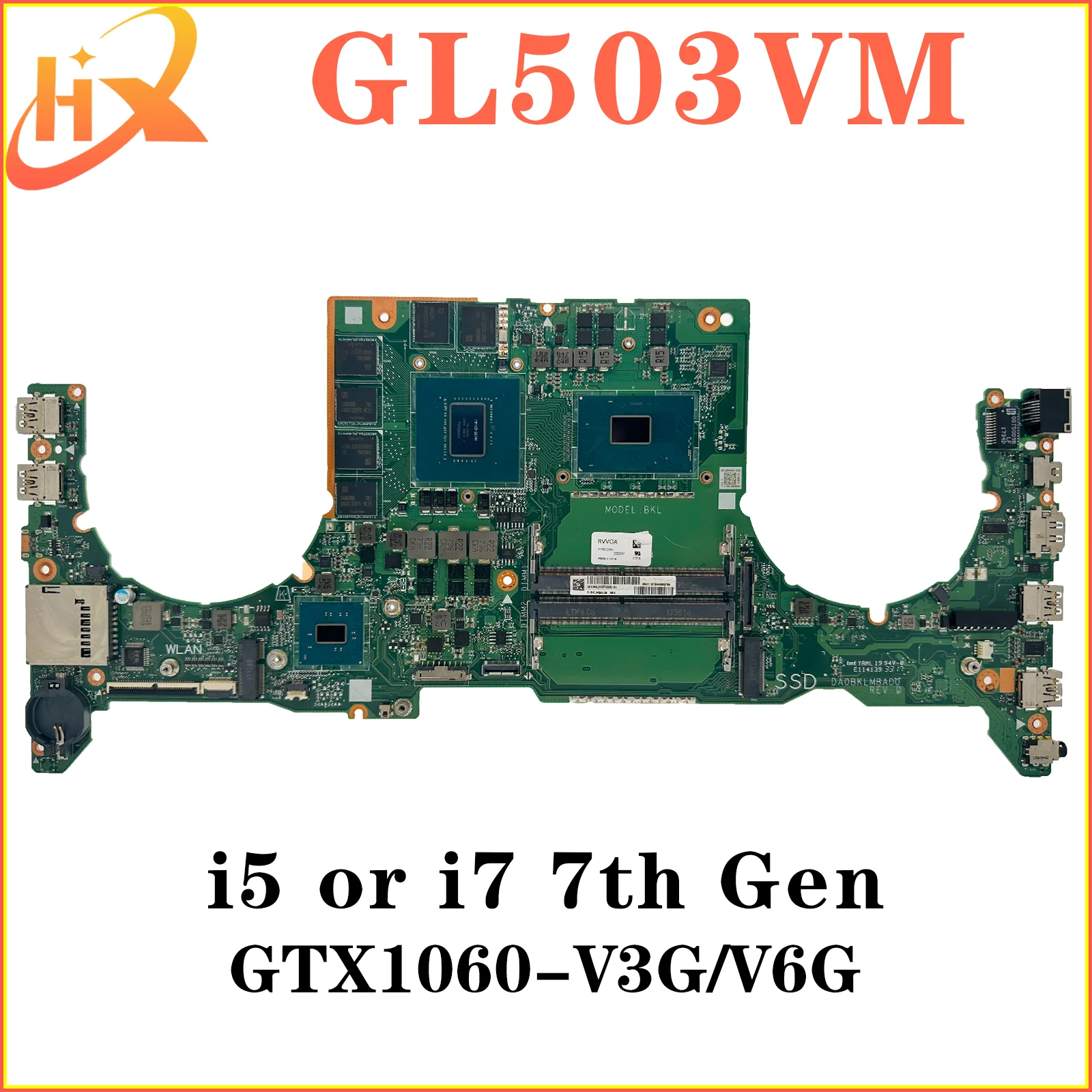 

S5AM Mainboard For ASUS ROG Strix GL503VM GL503VMF FX503VM Laptop Motherboard I5 I7 7th Gen GTX1060-V3G/V6G