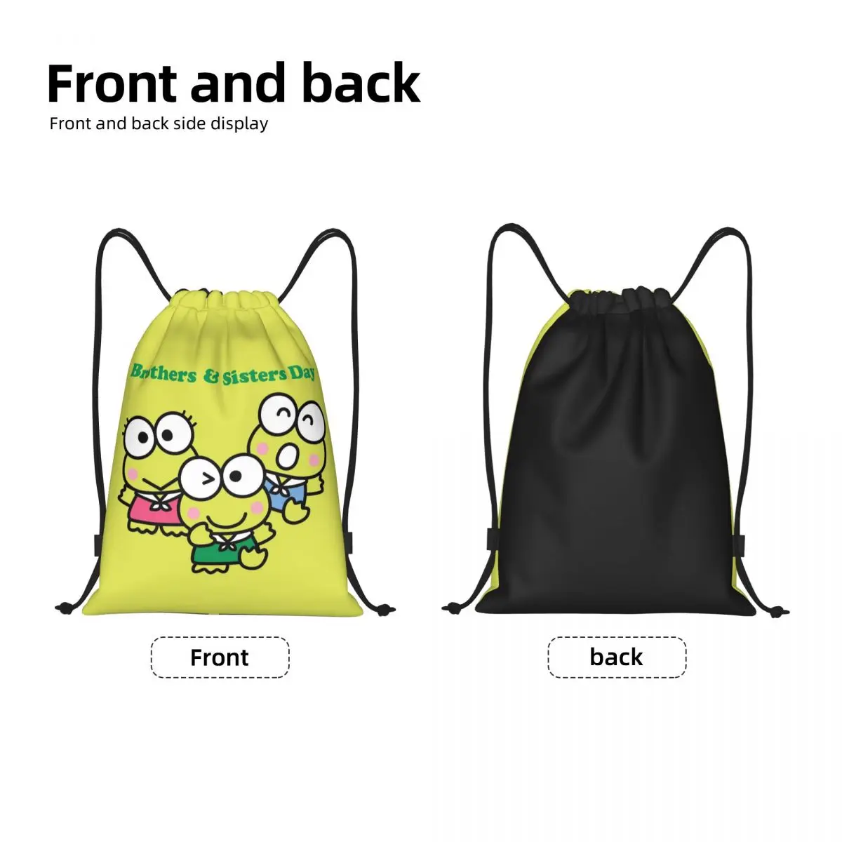 Zaino personalizzato Keroppi con coulisse Donna Uomo Palestra Sport Sackpack Borsa per la spesa portatile per cartoni animati