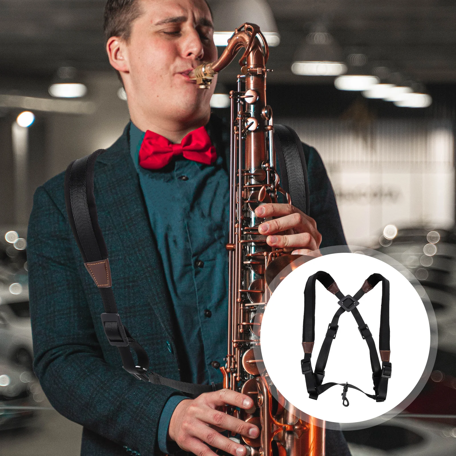 

Saxophone Harness Double Adjustable Neck Accessories Kids Alto Nylon Webbing Chest Saxophone Harness Strap Instrument Part