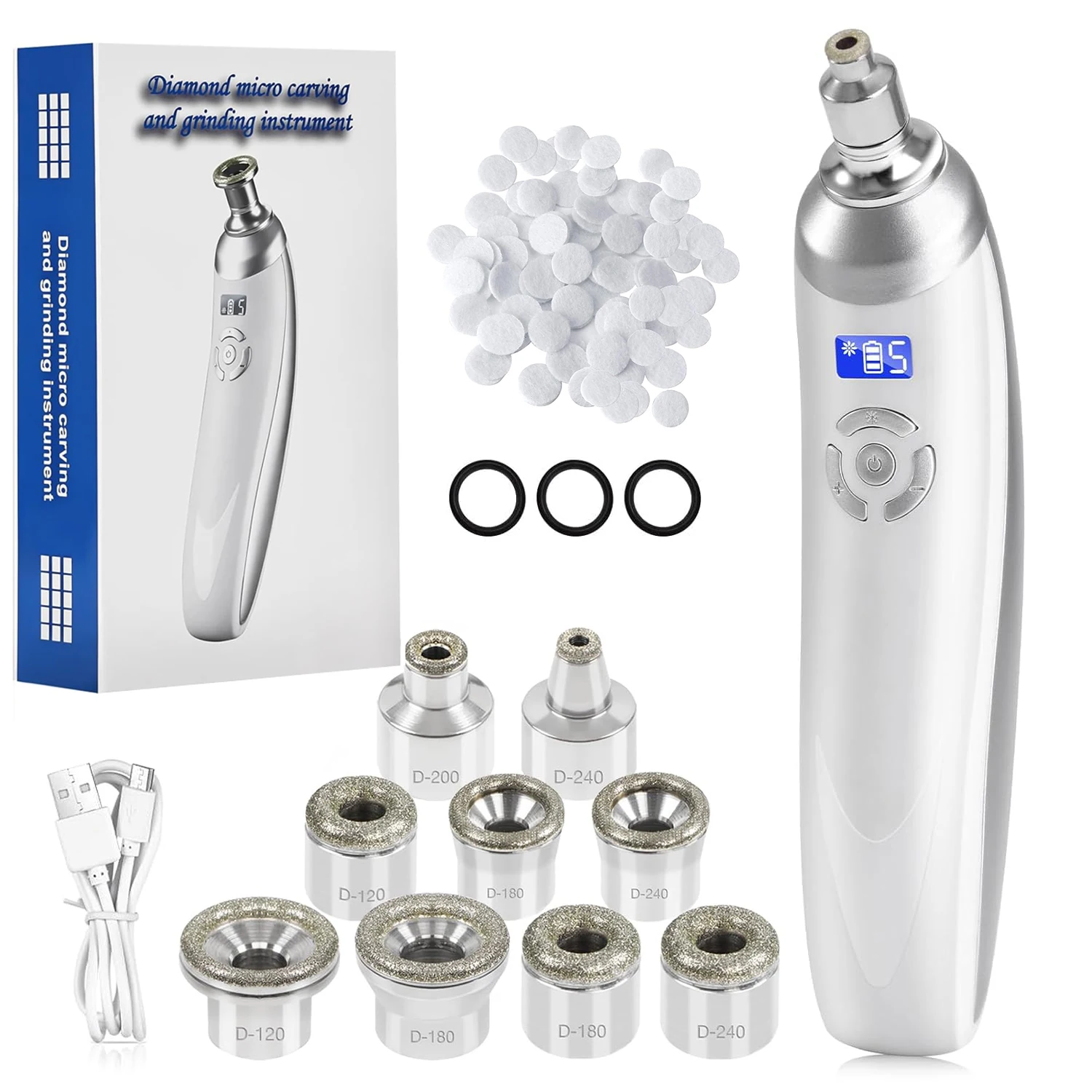 

Portable Diamond Microdermabrasion Machine Facial Skin Care Blackhead Removal Beauty Device with Diamond Dermabrasion Tips