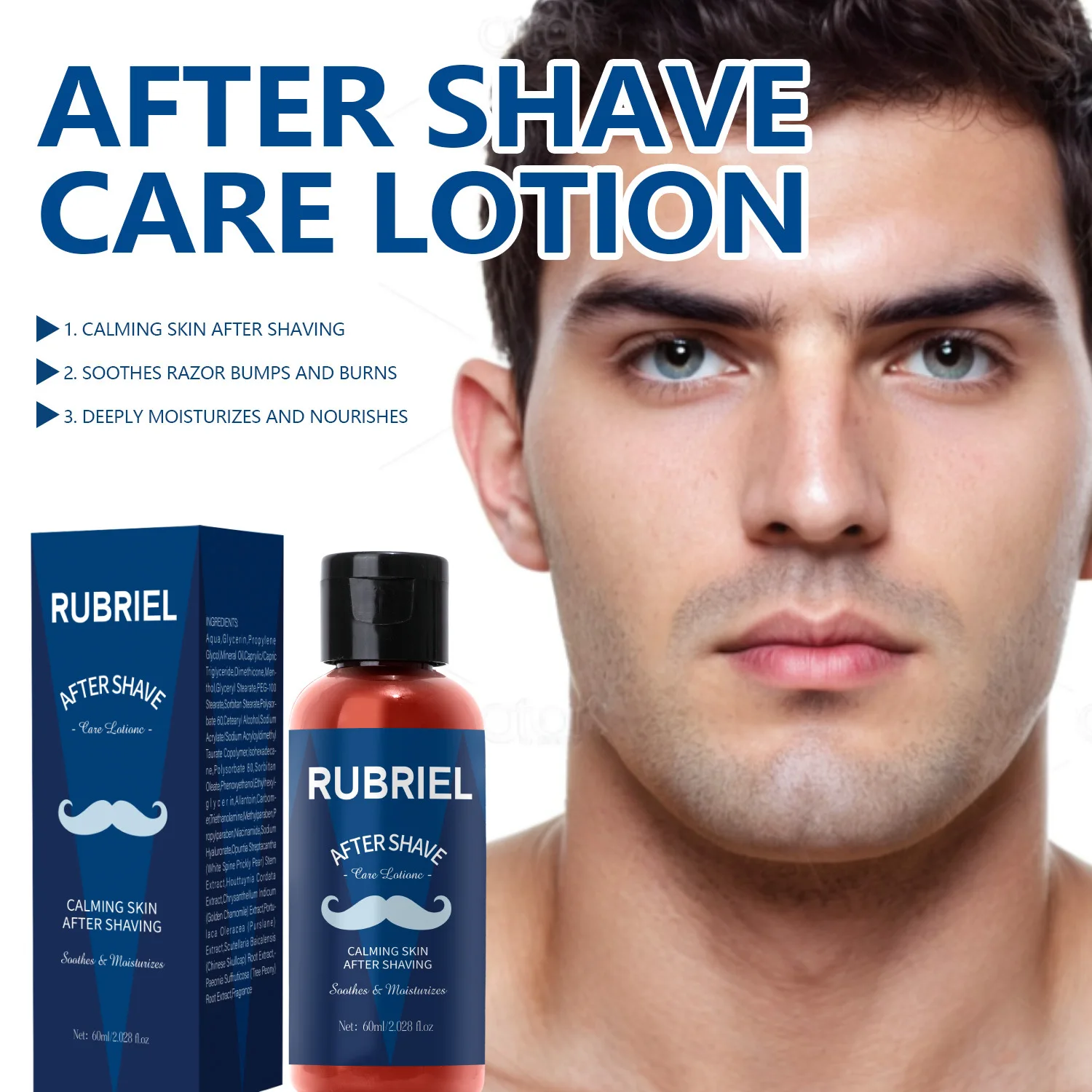 

Aftershave Lotion Calming Skin After Shaving, Soothes Razor Bumps and Burns, Deeply Moisturizes and Nourishes, 60ml